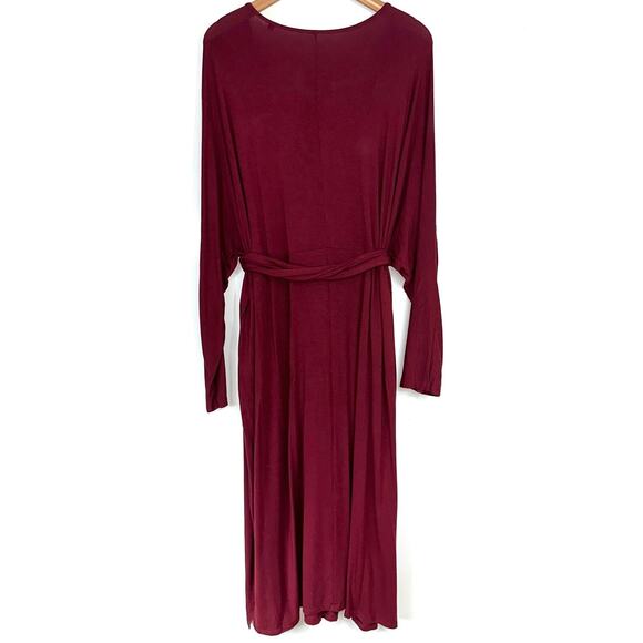 Universal Standard Modal Jersey Wrap Tie Front Dress in Cabernet Size XL - Picture 8 of 13